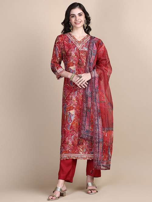 women printed kurta pant set with dupatta - 21387670 -  Standard Image - 0