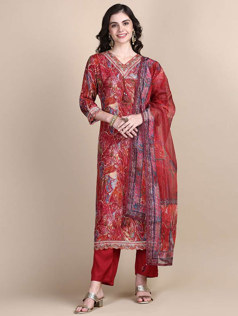 women printed kurta pant set with dupatta - 21387670 -  Zoom Image - 0