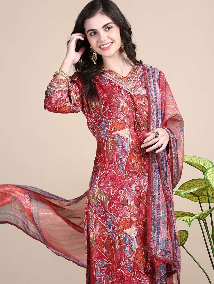 women printed kurta pant set with dupatta - 21387670 -  Standard Image - 3