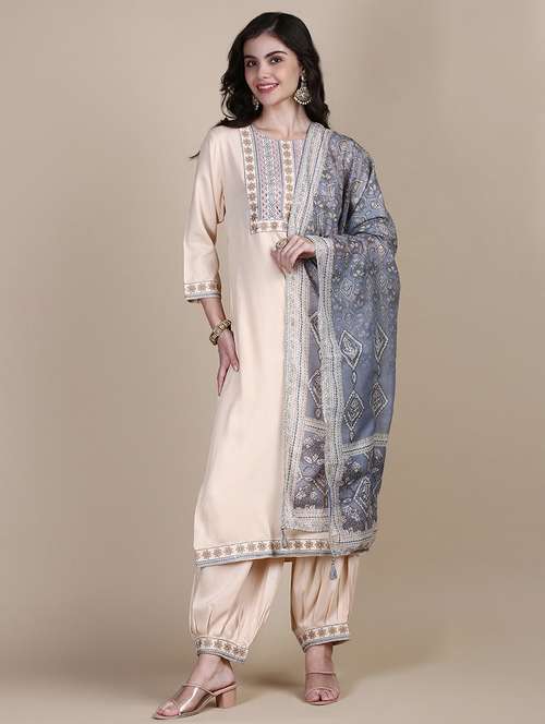 women embroidered kurta salwar set with dupatta - 21387673 -  Standard Image - 0
