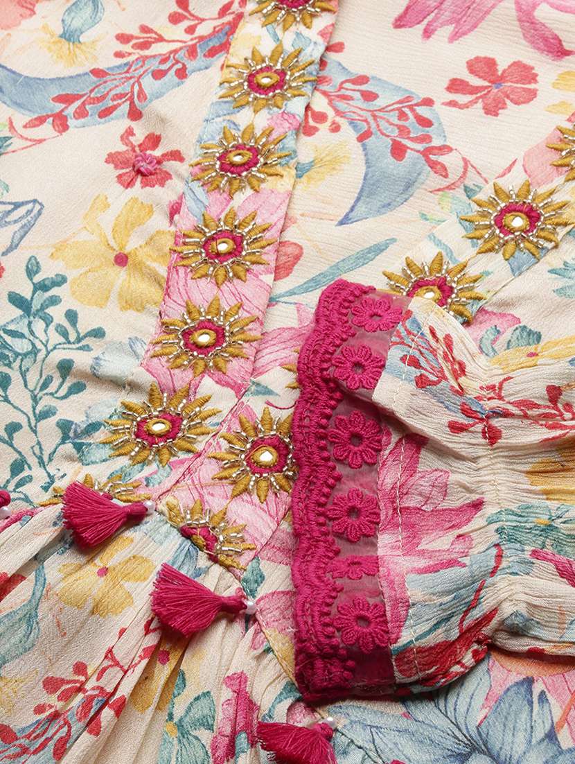 women cream floral kurta pant set with dupatta - 21387704 -  Standard Image - 8