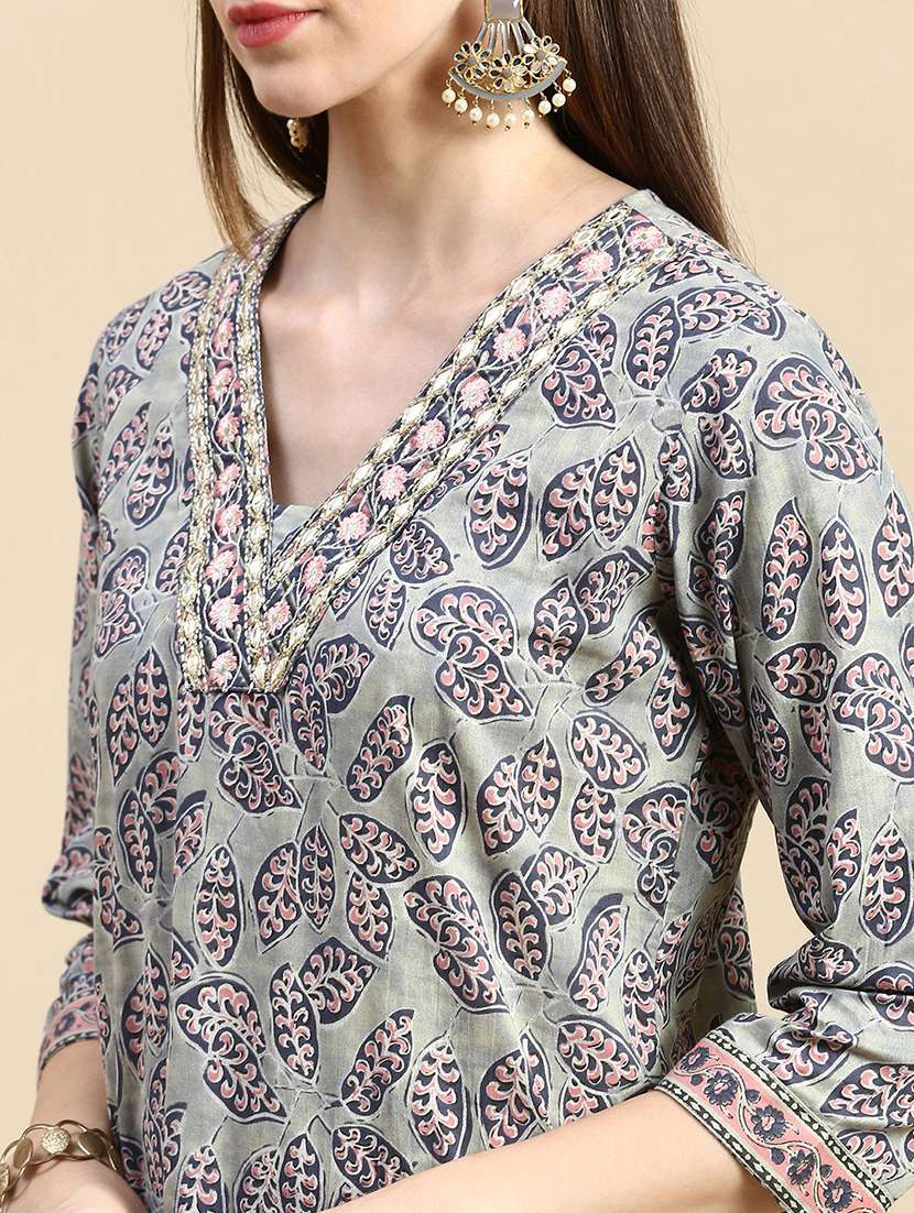 women block print kurta pant set with dupatta - 21387713 -  Standard Image - 5