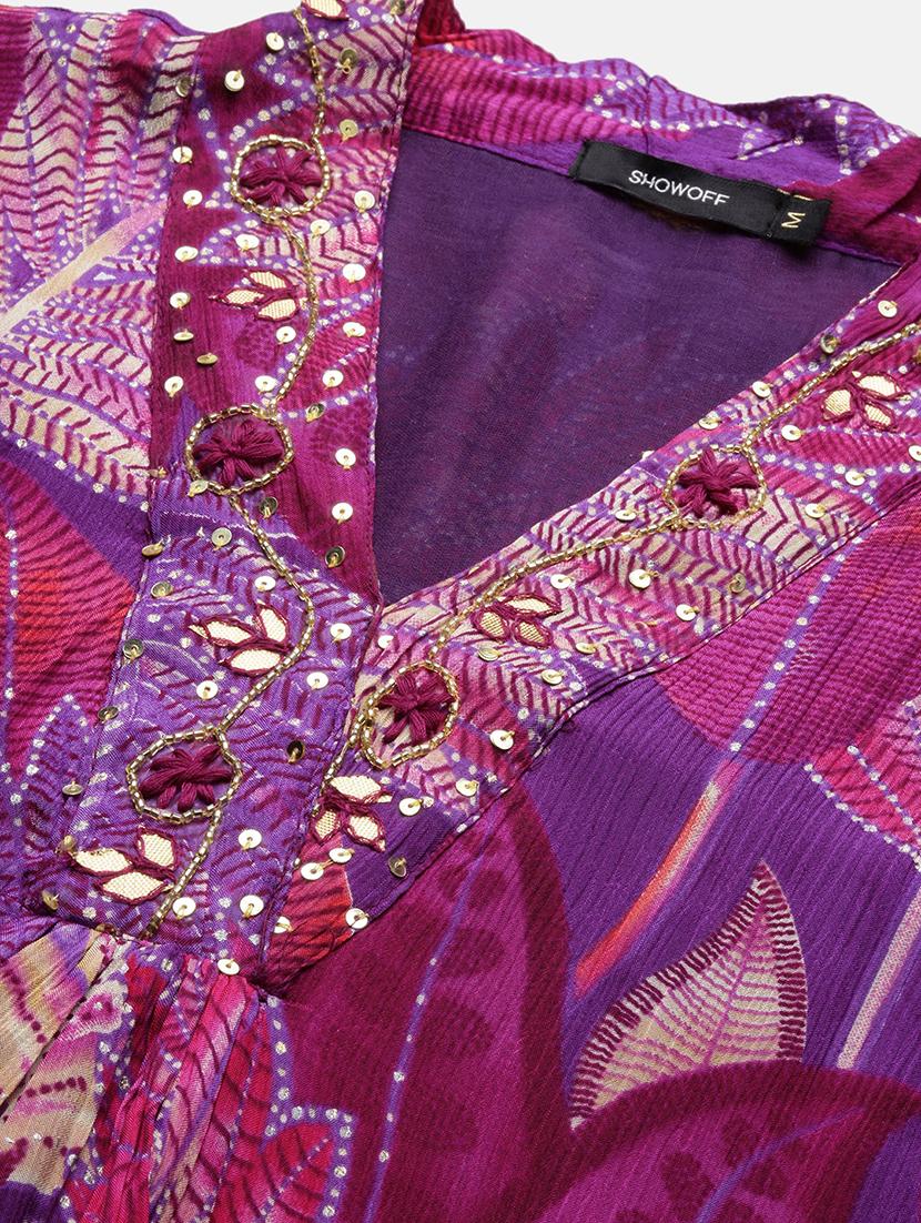 women purple printed kurta pant set with dupatta - 21387719 - Standard Image - 8