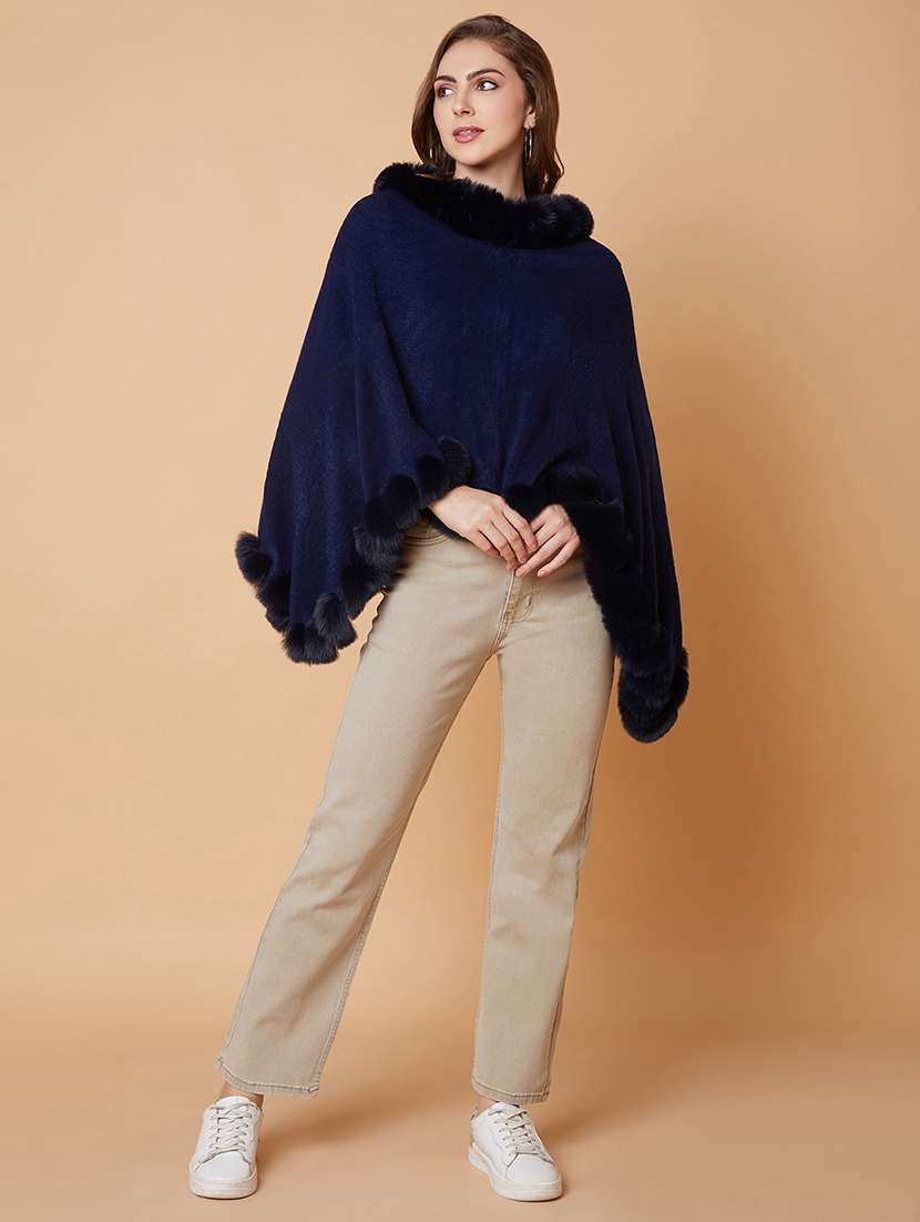 women navy blue solids poncho - 21387727 -  Standard Image - 5