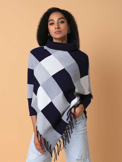 women turtle neck self-designed poncho - 21387729 -  Standard Image - 0