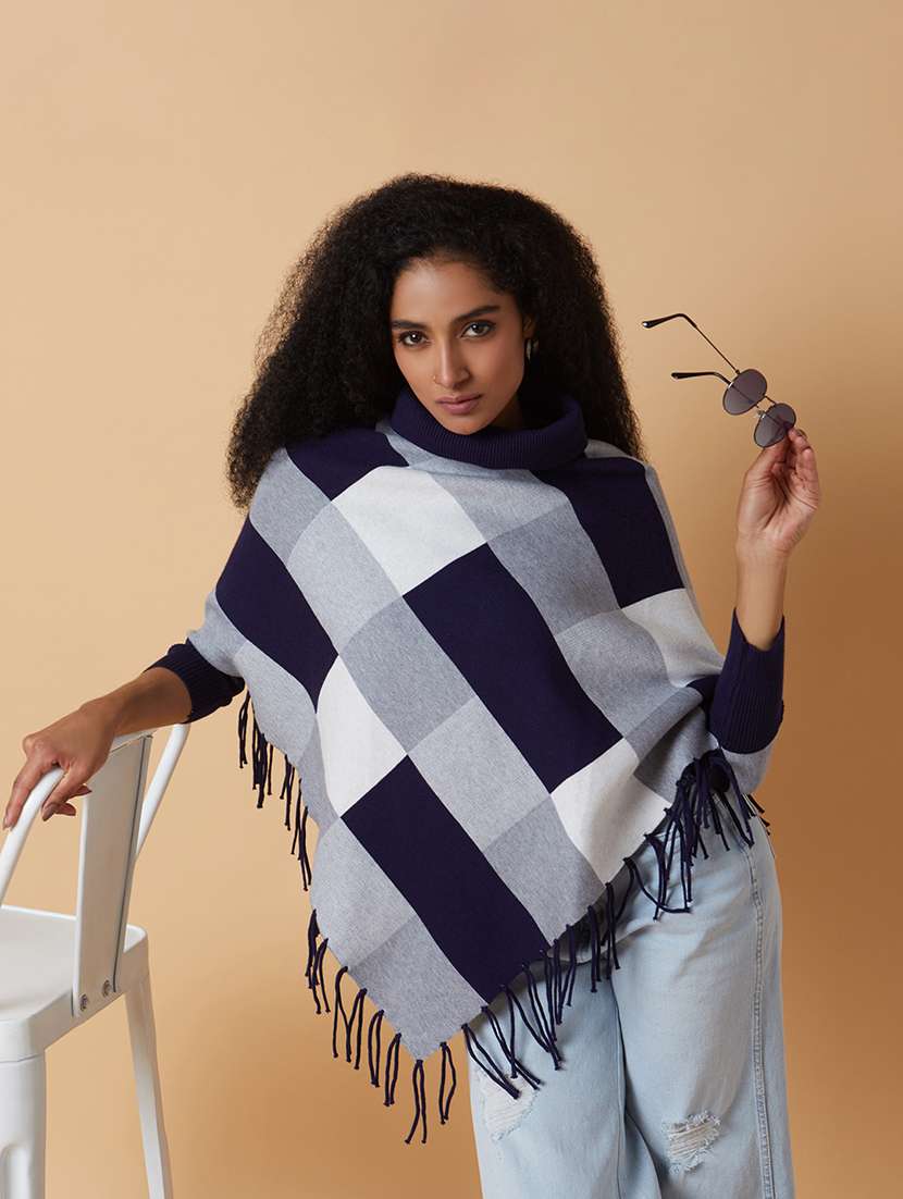women turtle neck self-designed poncho - 21387729 - Standard Image - 3