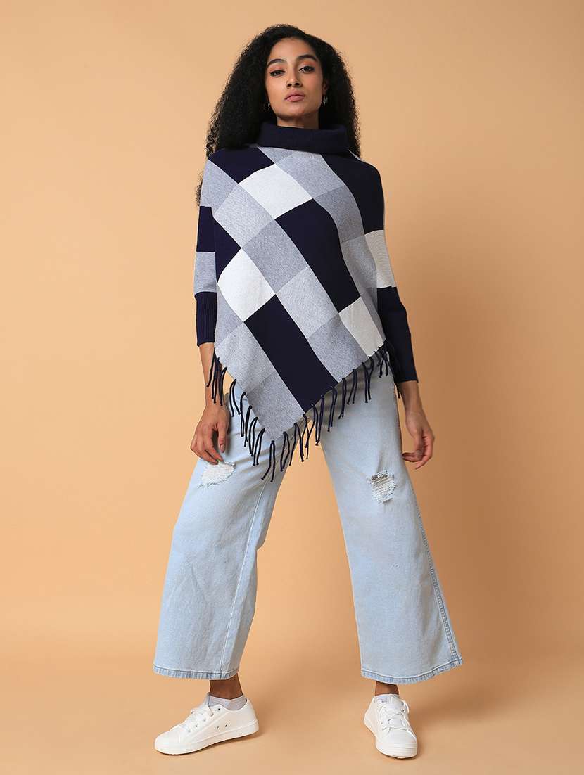 women turtle neck self-designed poncho - 21387729 - Standard Image - 5