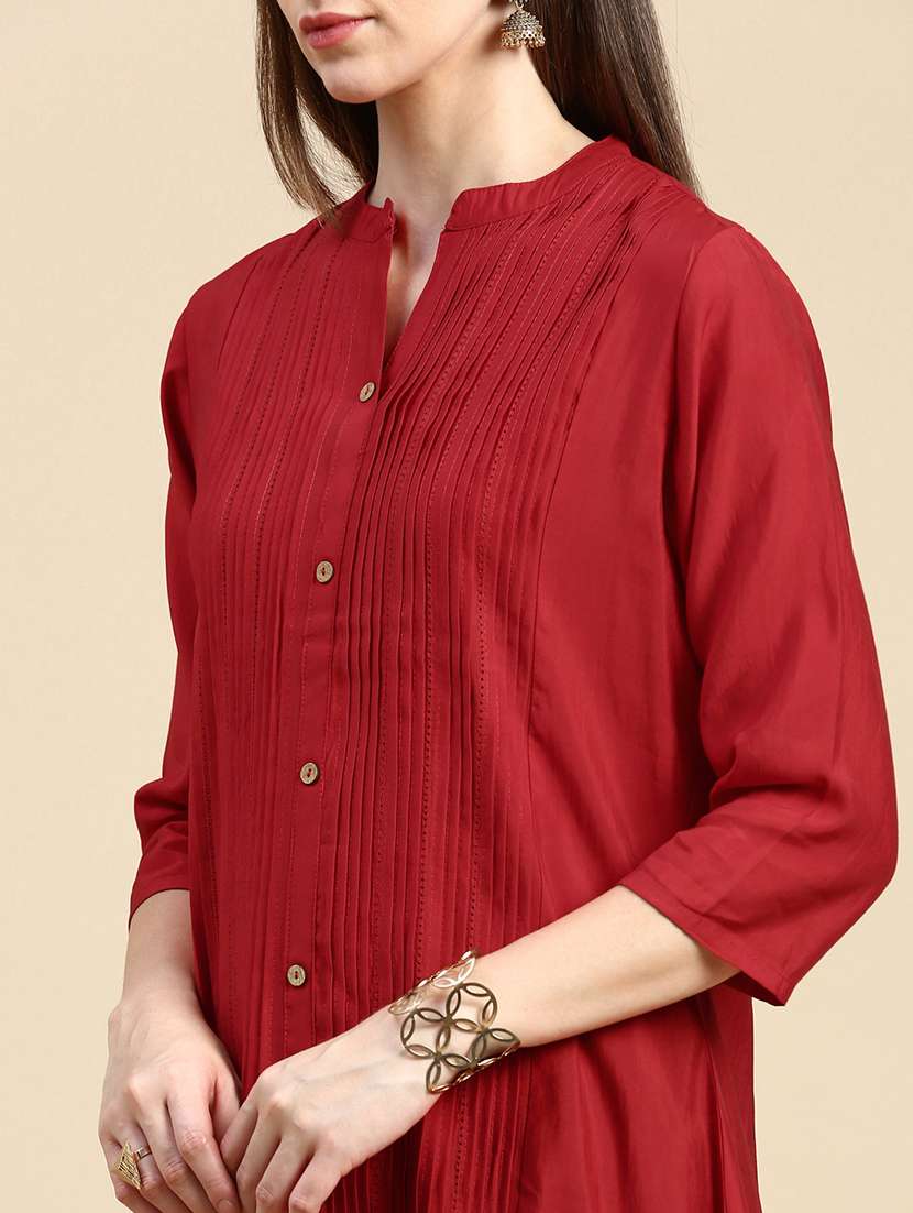women three quarter sleeve a-line kurta - 21387751 -  Standard Image - 5