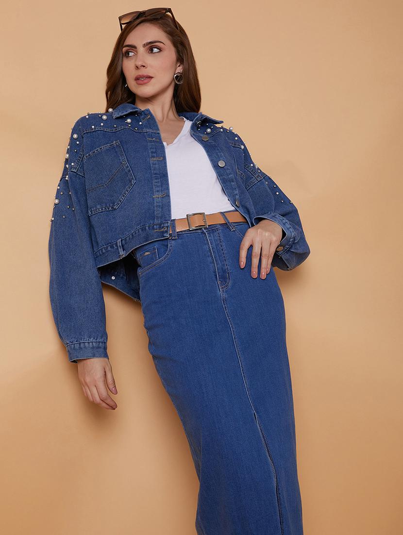 women blue denim denim jacket - 21387770 - Standard Image - 3