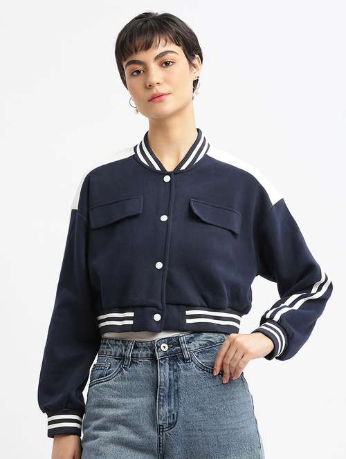 cotton varsity crop jacket  - 21387781 -  Standard Image - 0