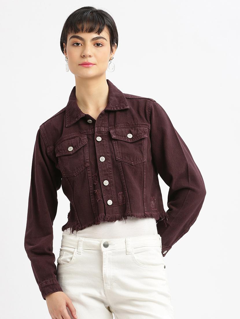 showoff women's purple denim jacket - 21387783 -  Zoom Image - 0
