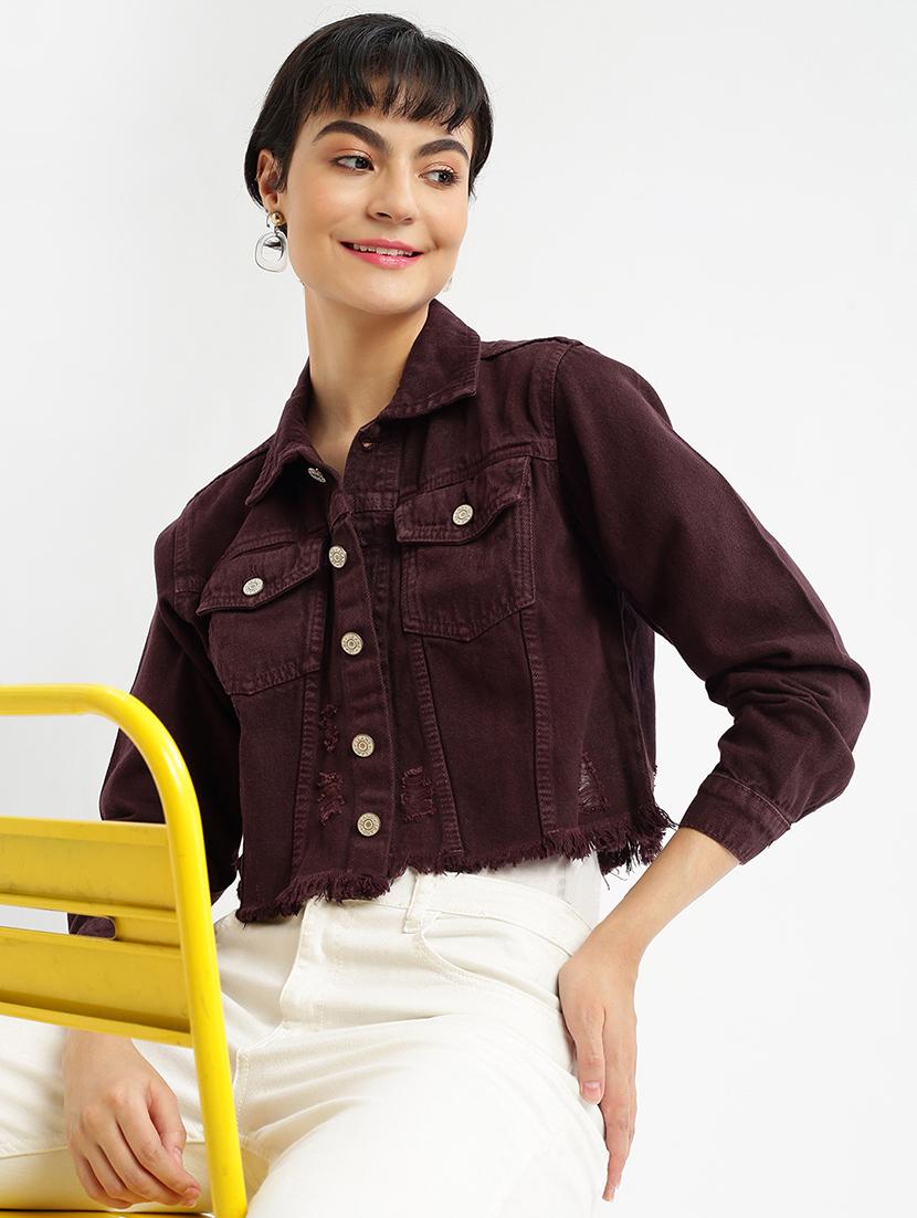 showoff women's purple denim jacket - 21387783 - Standard Image - 3