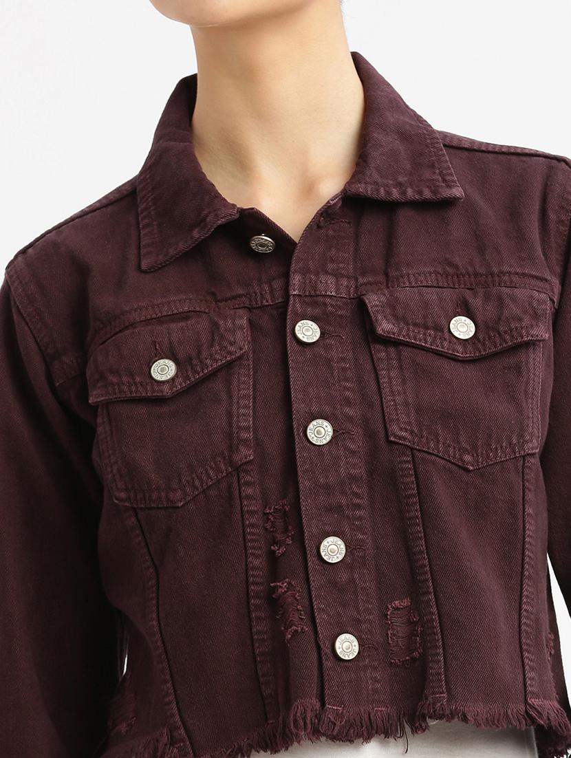 showoff women's purple denim jacket - 21387783 - Standard Image - 5