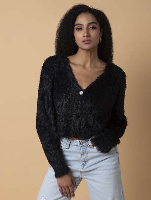 women black acrylic cardigan - 21387809 -  Standard Image - 0