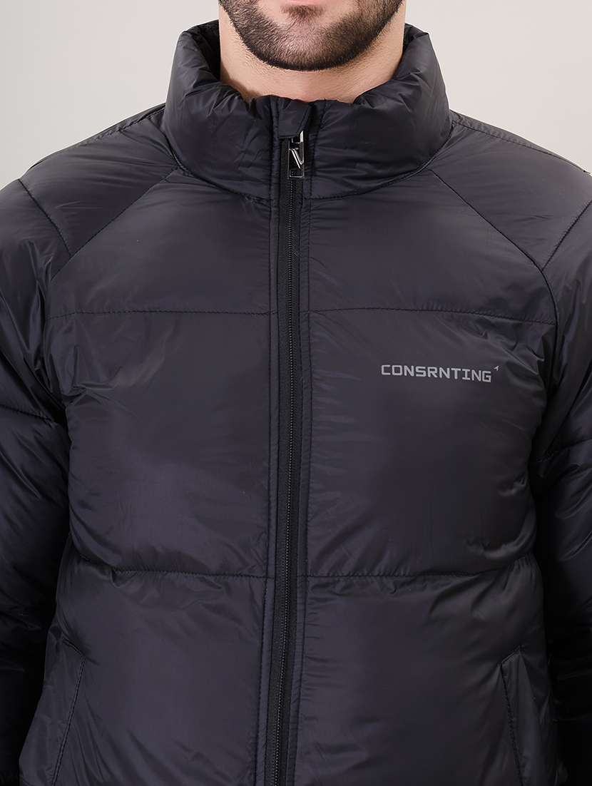 men solid bomber jacket - 21387974 - Standard Image - 5