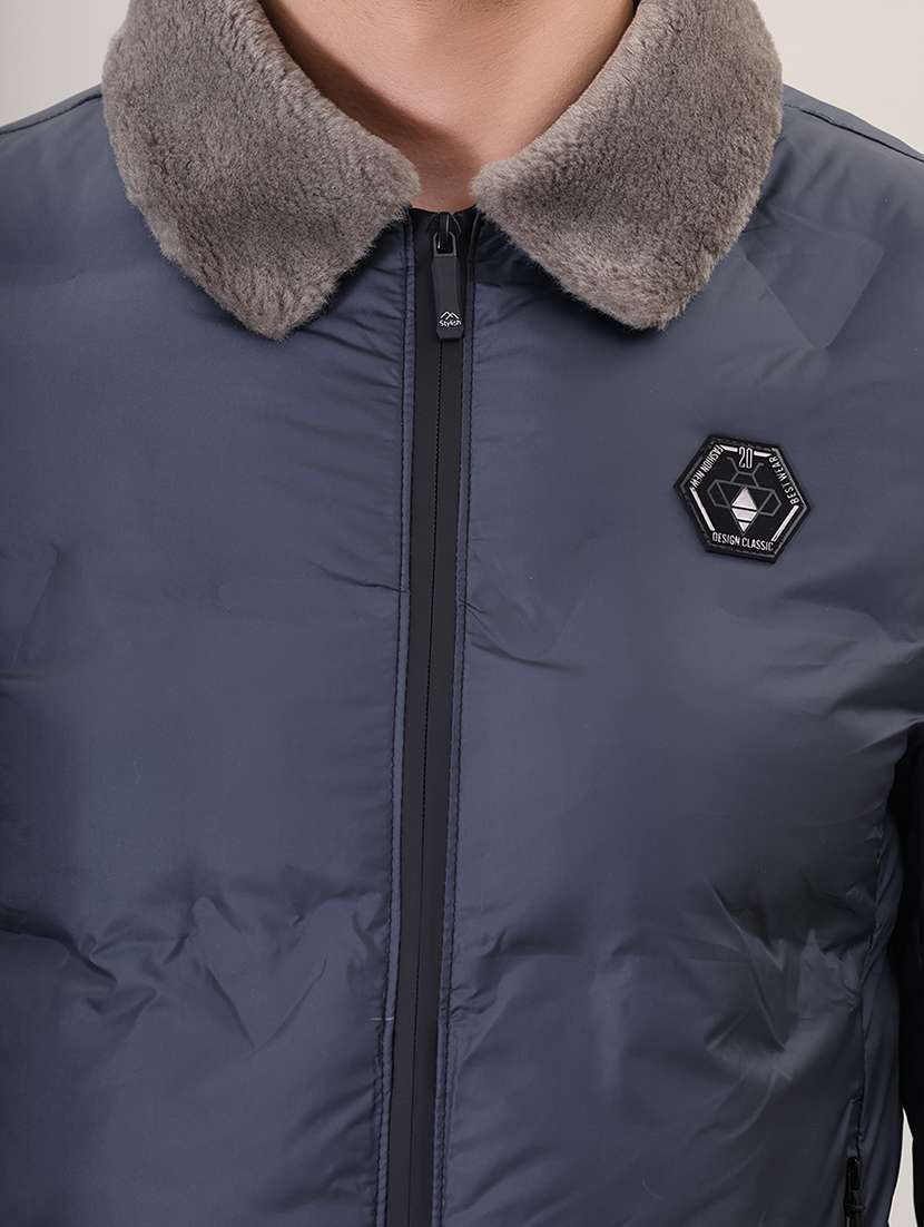 men solid bomber jacket - 21387983 - Standard Image - 5