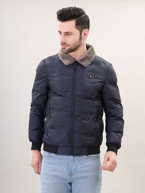 men solid bomber jacket - 21387985 - Standard Image - 0
