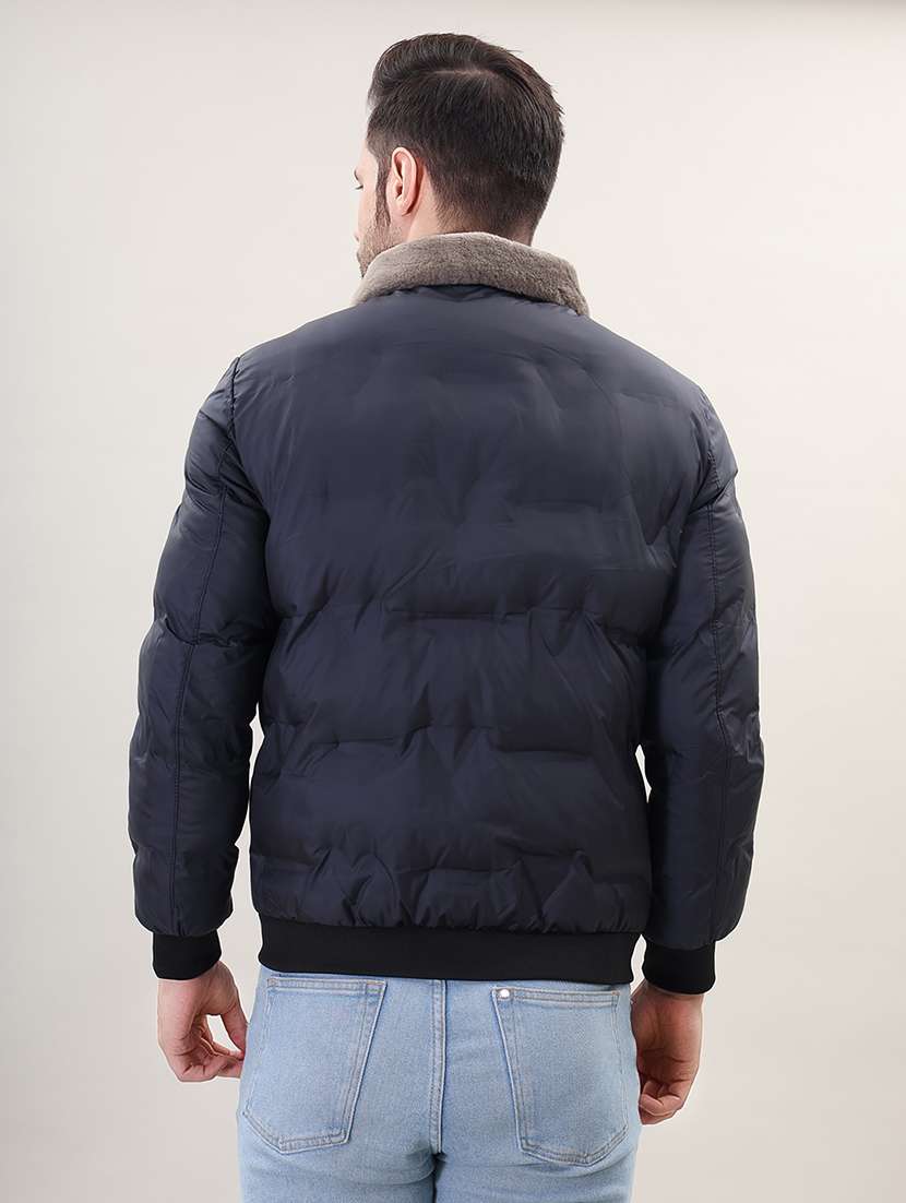 men solid bomber jacket - 21387985 - Standard Image - 3