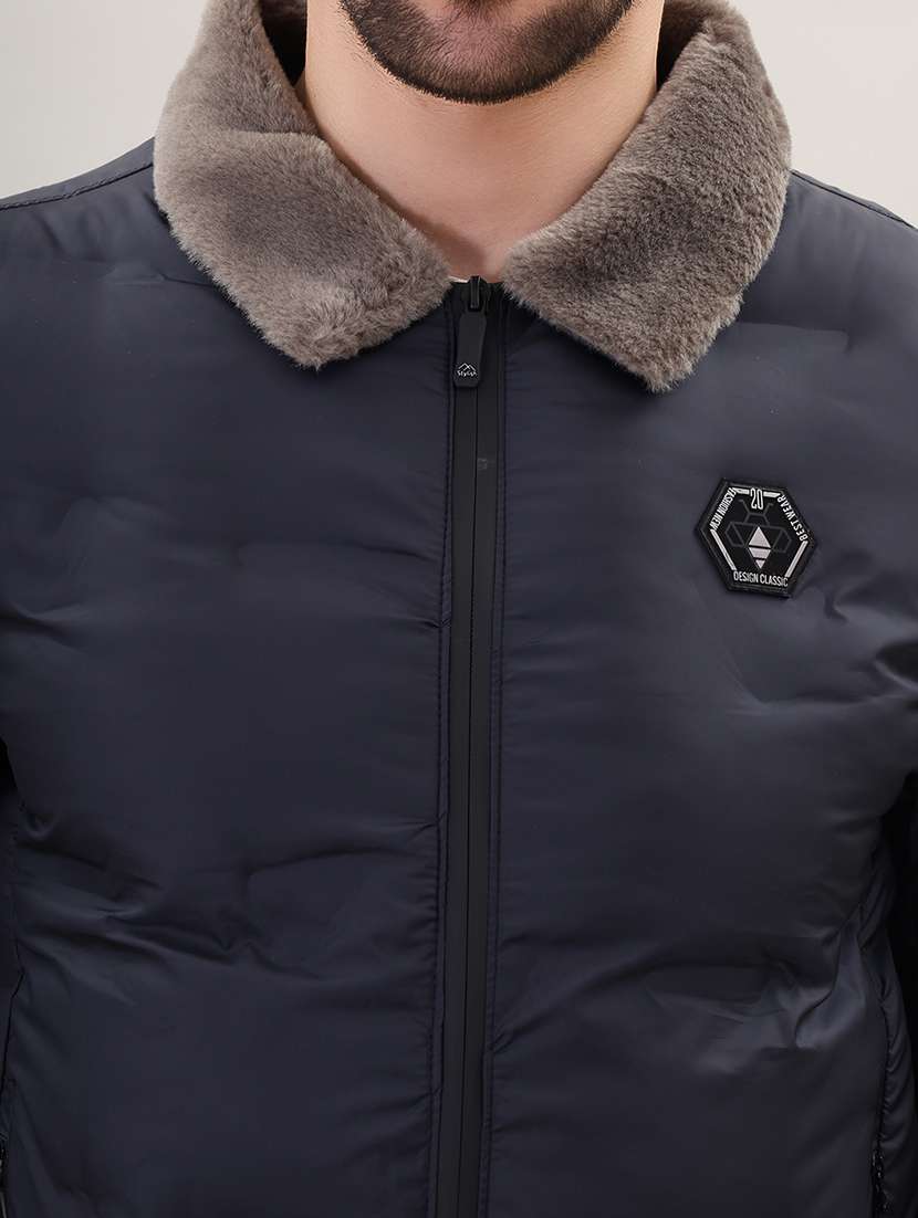men solid bomber jacket - 21387985 - Standard Image - 5