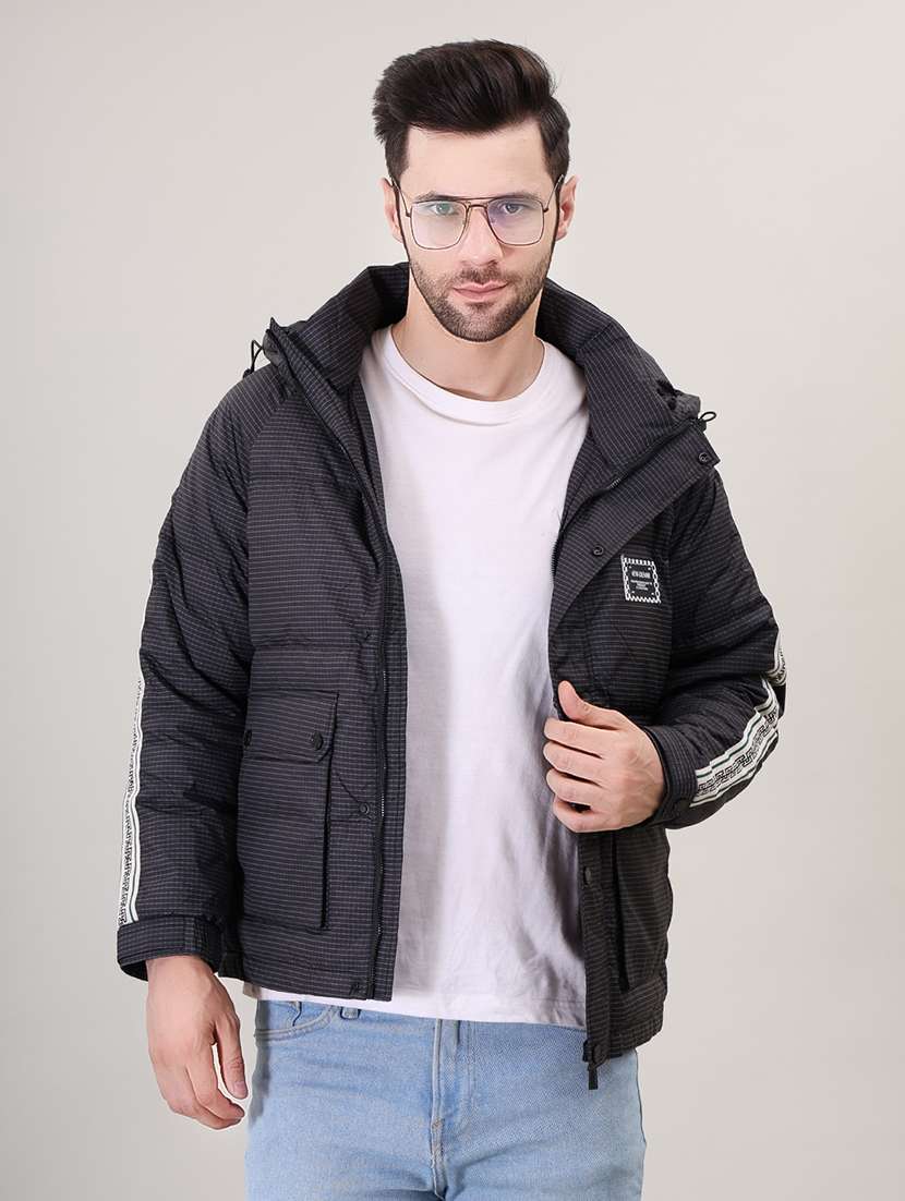 men checkered taped bomber jacket - 21387987 -  Zoom Image - 0