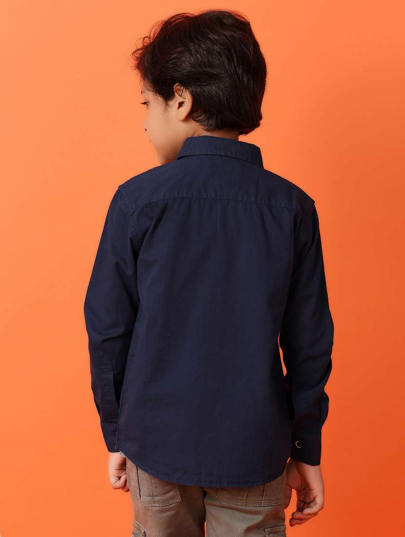 boys navy blue cotton shirt - 21388057 -  Standard Image - 3