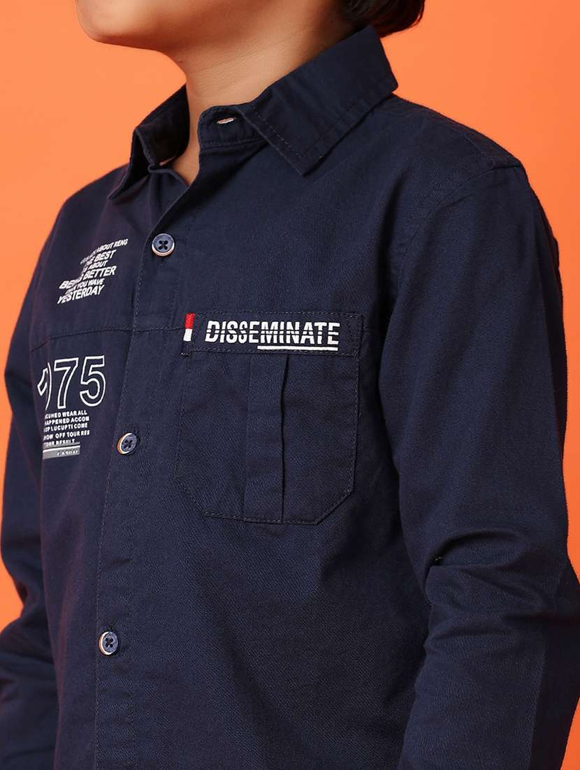 boys navy blue cotton shirt - 21388057 -  Standard Image - 5