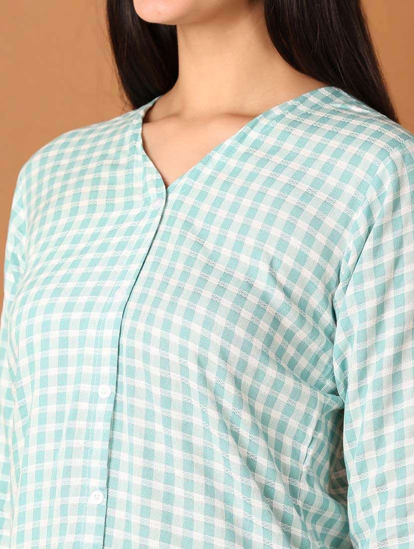 women checkered three quarter sleeves regular top - 21388063 - Standard Image - 5