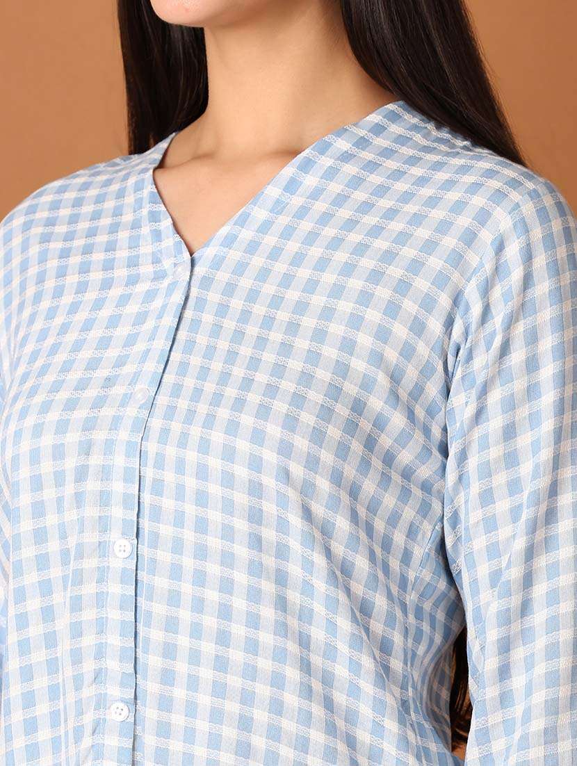women checkered three quarter sleeves regular top - 21388064 - Standard Image - 5