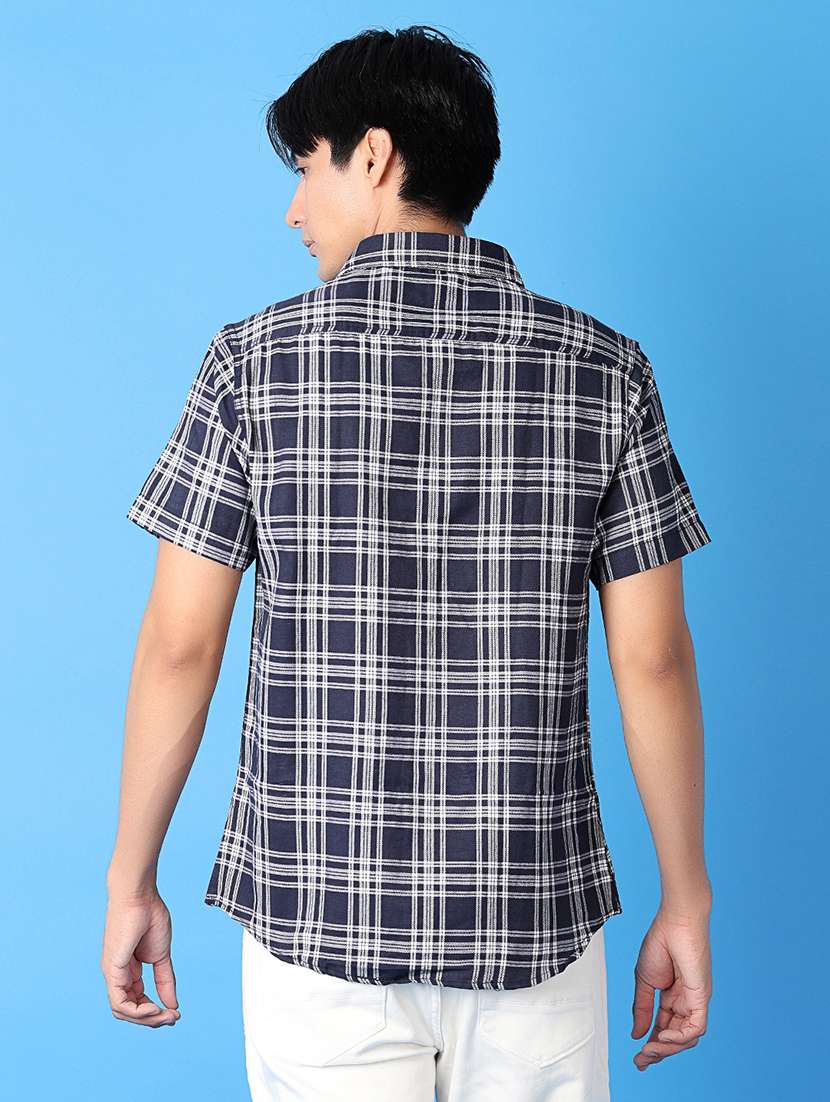 men checks short sleeves casual shirt - 21388071 -  Standard Image - 3