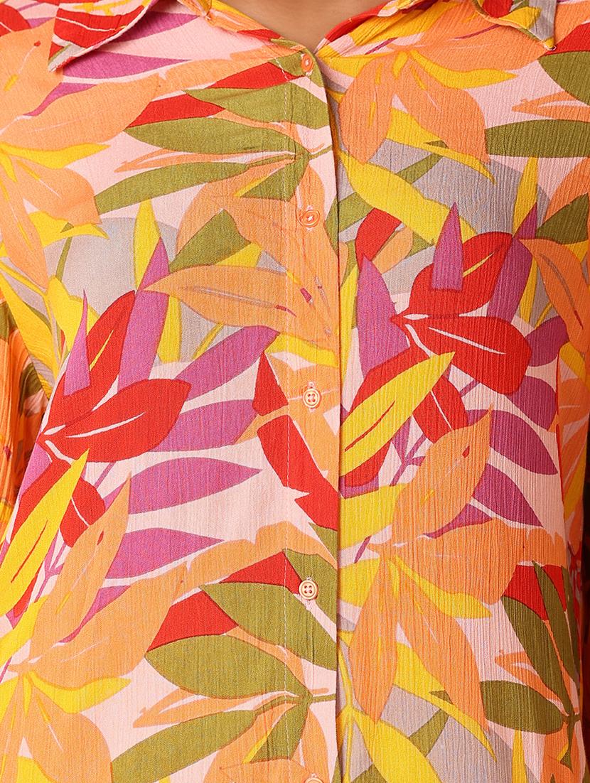 women printed long sleeve shirt dress - 21388085 - Standard Image - 5