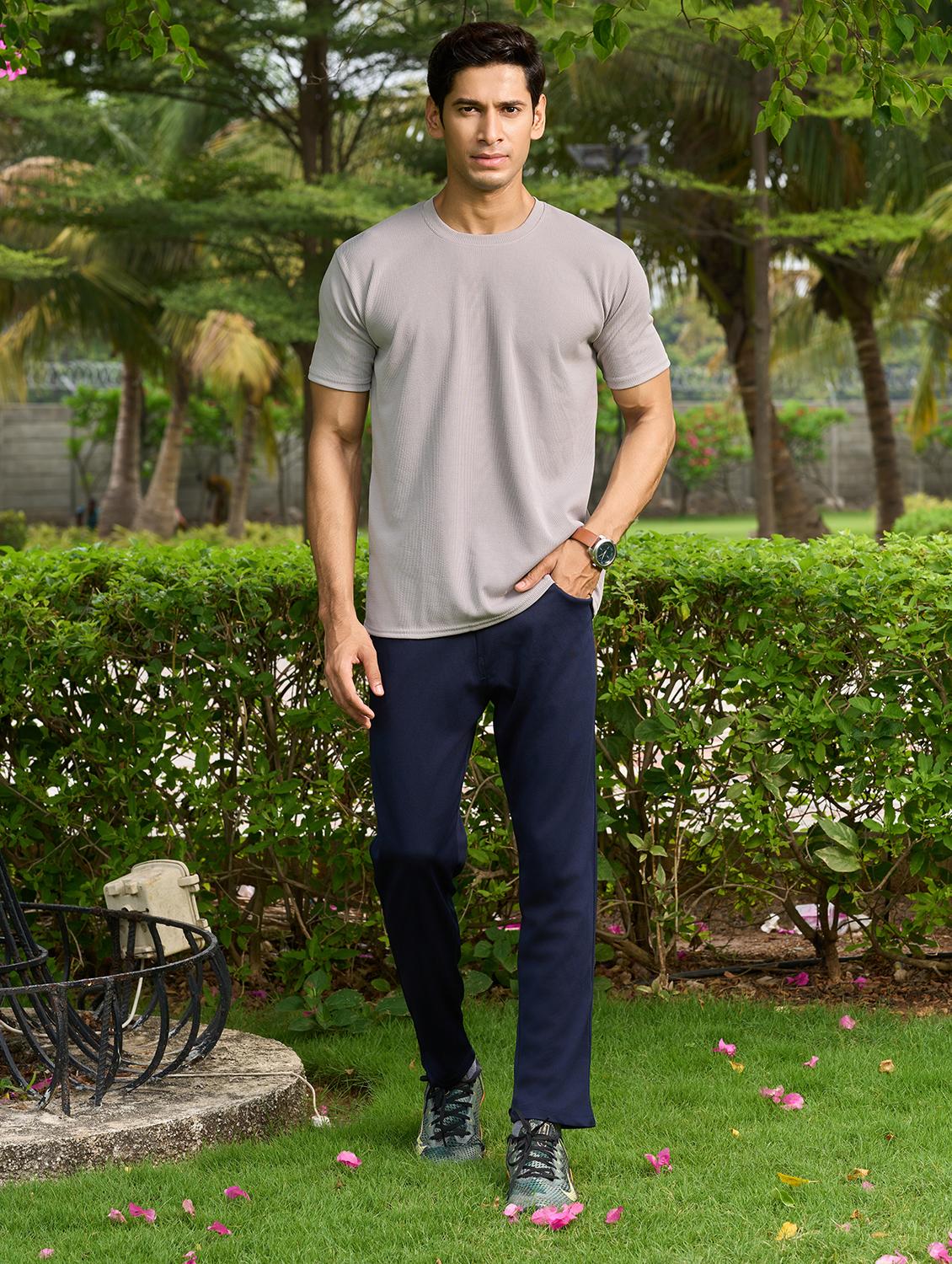 grey lycra blend plain tshirt - 21388354 - Standard Image - 3