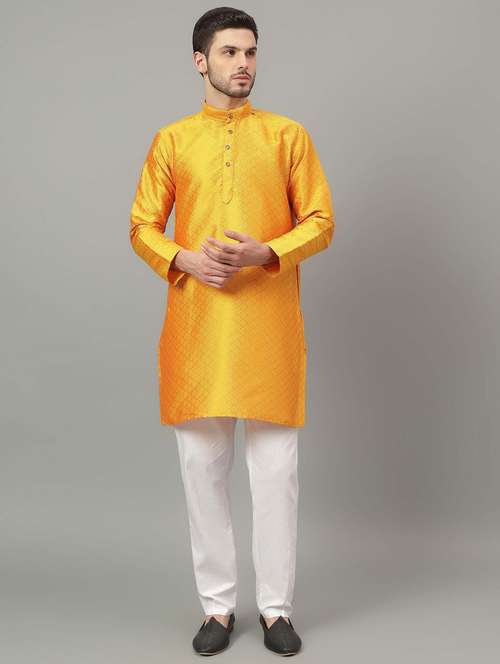 men self design jacquard long kurtas 