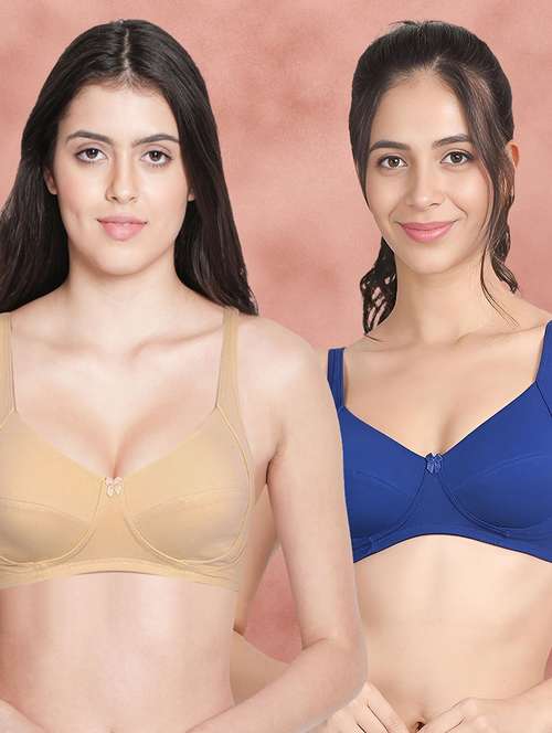 set of 2 multi colored cotton t-shirt bra - 21388444 -  Standard Image - 0