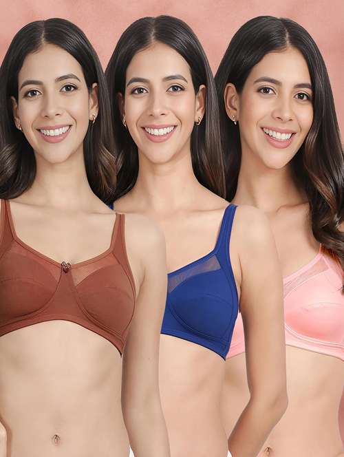 women pack of 3 solid t-shirt bra - 21388464 -  Standard Image - 0