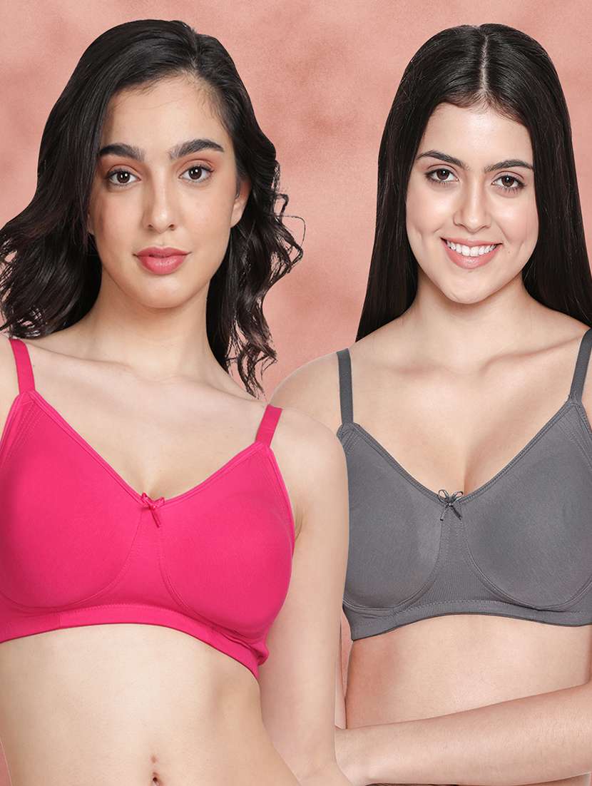 women pack of 2 solid t-shirt bra 
