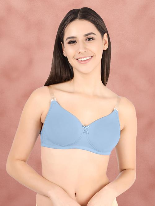 women blue cotton t-shirt bra - 21388480 -  Standard Image - 0