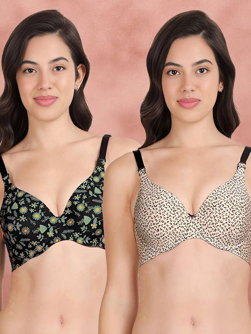 pack of 2 printed multi colored t-shirt bra