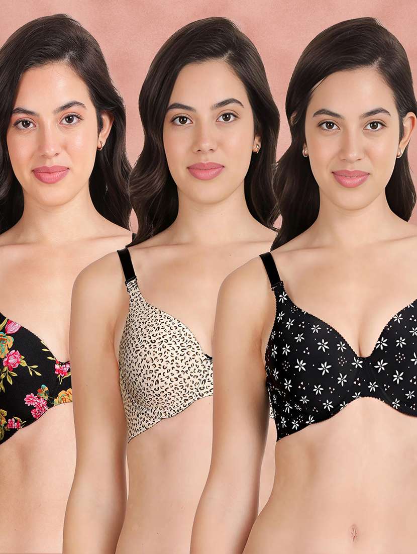 pack of 3 printed bra combos