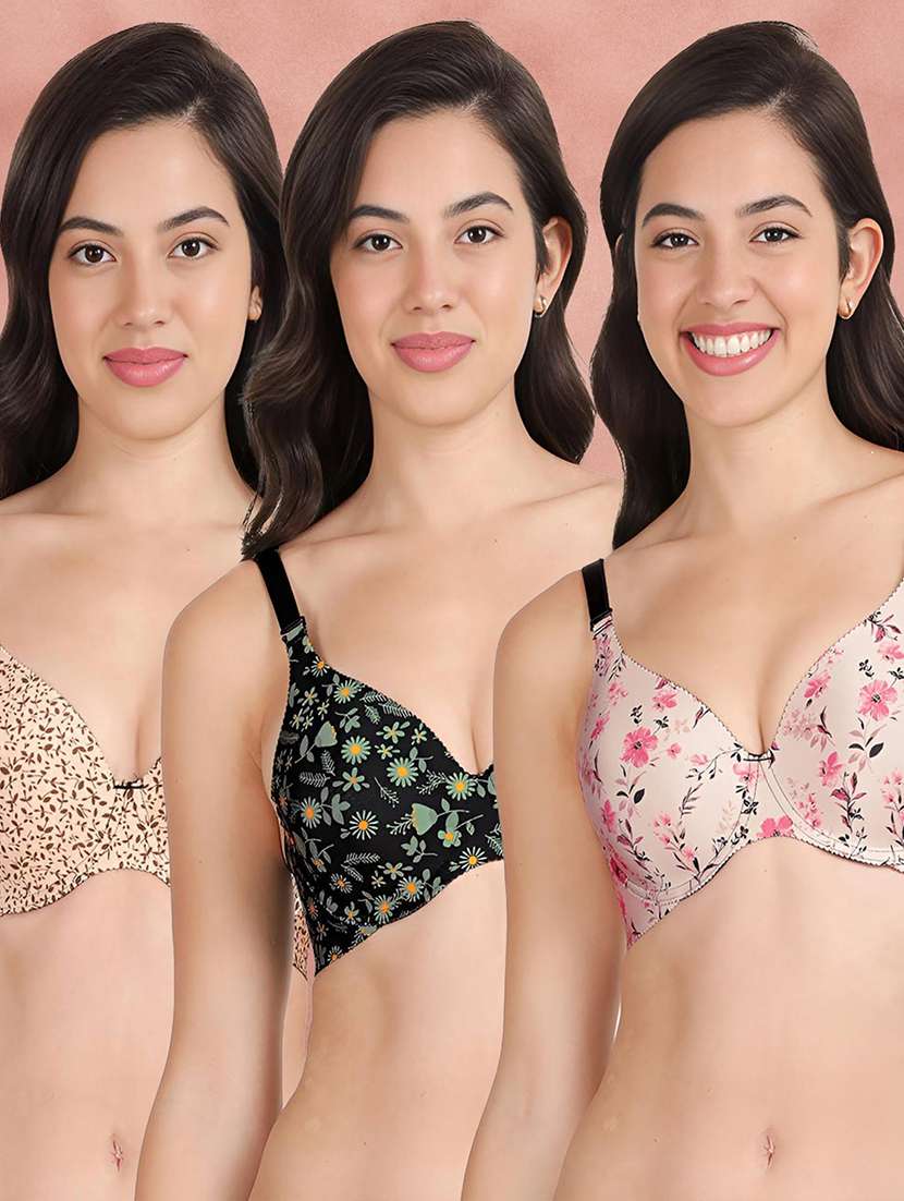 pack of 3 printed bra combos