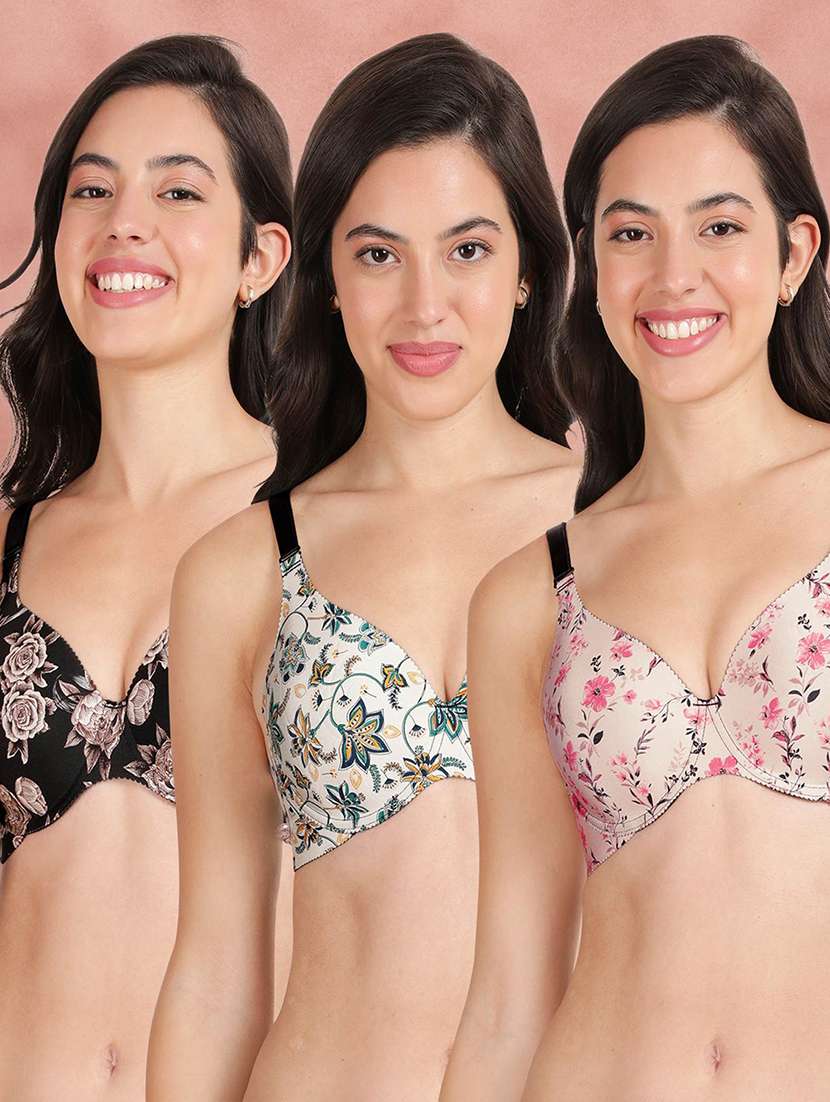pack of 3 printed bra combos