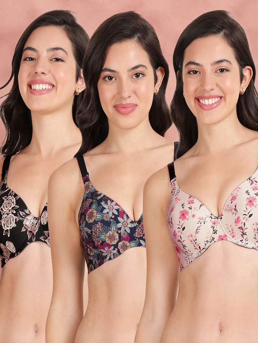 pack of 3 printed bra combos