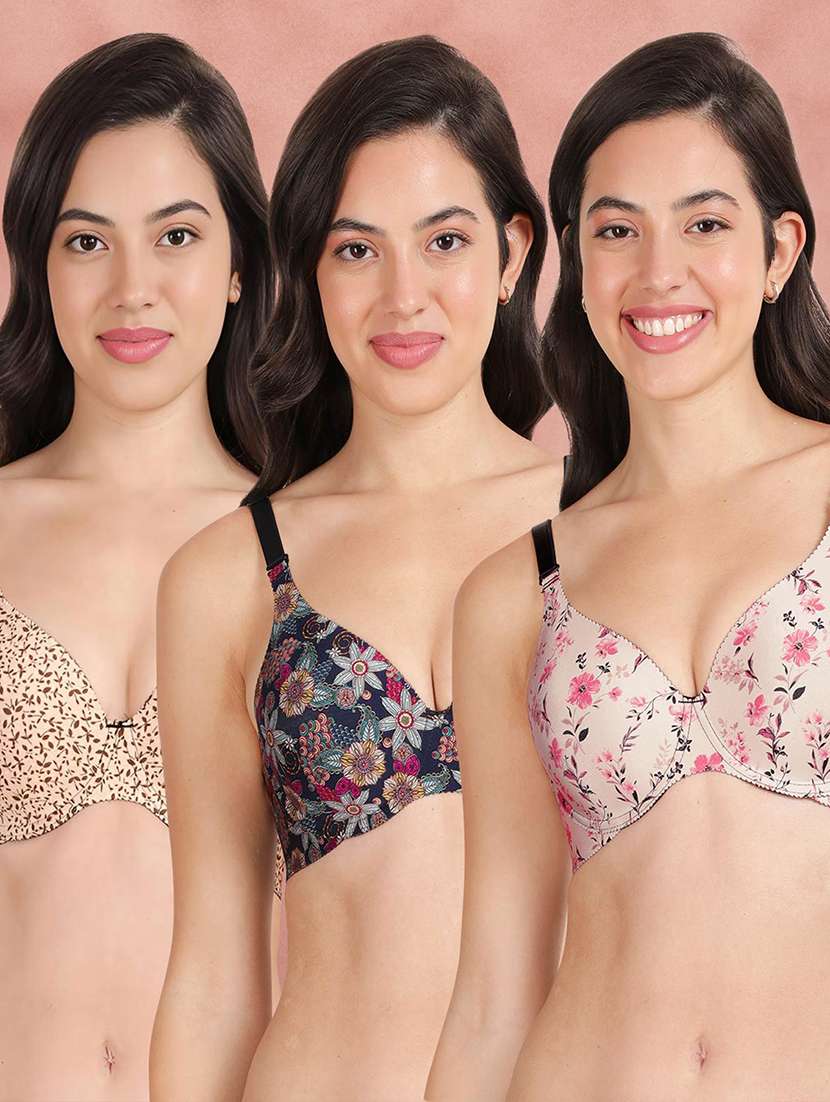 pack of 3 printed bra combos
