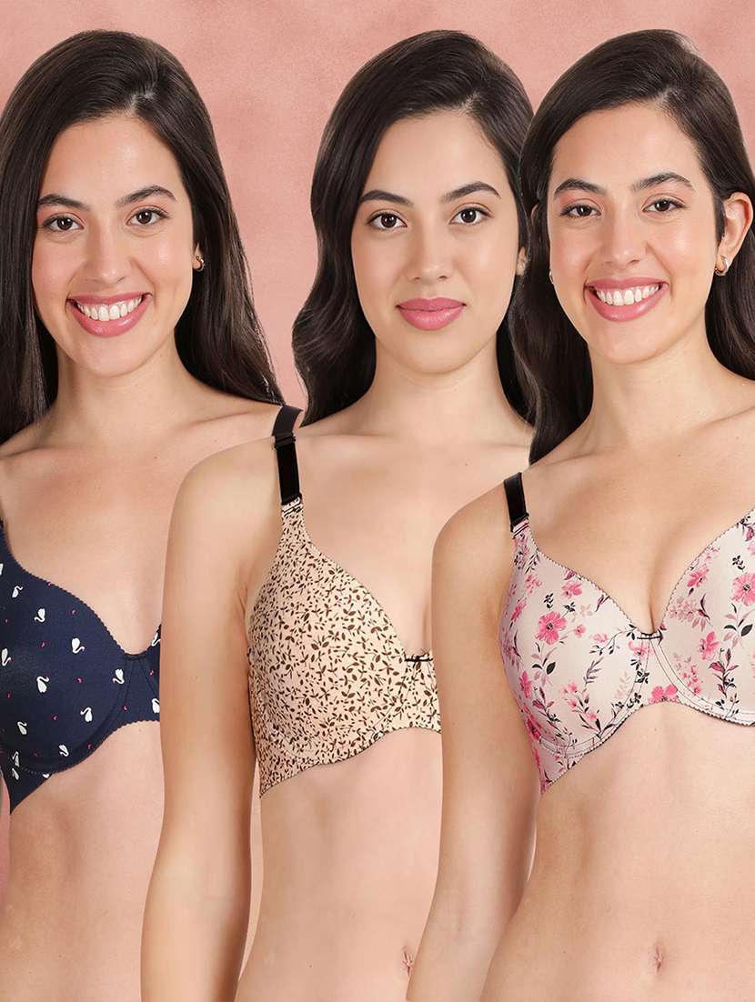 pack of 3 printed bra combos