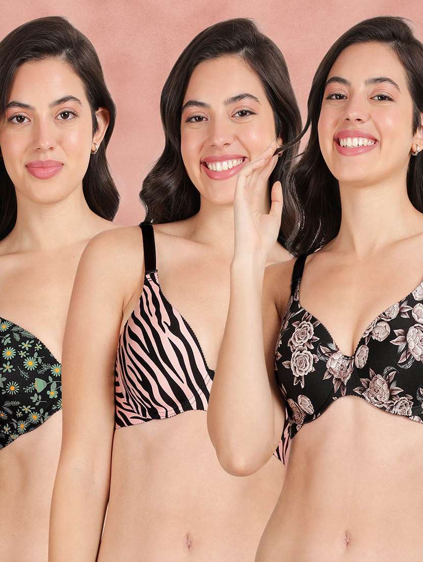 pack of 3 printed bra combos