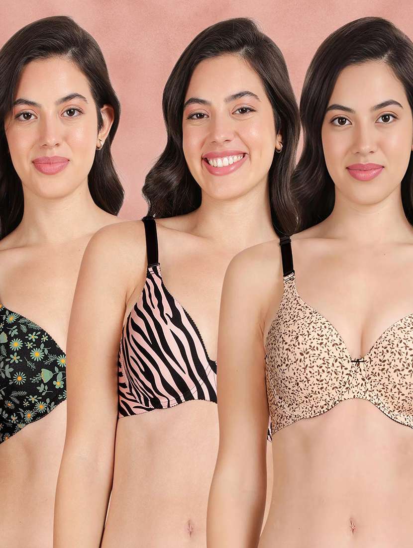 pack of 3 printed bra combos