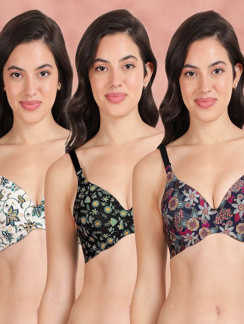 pack of 3 printed bra combos