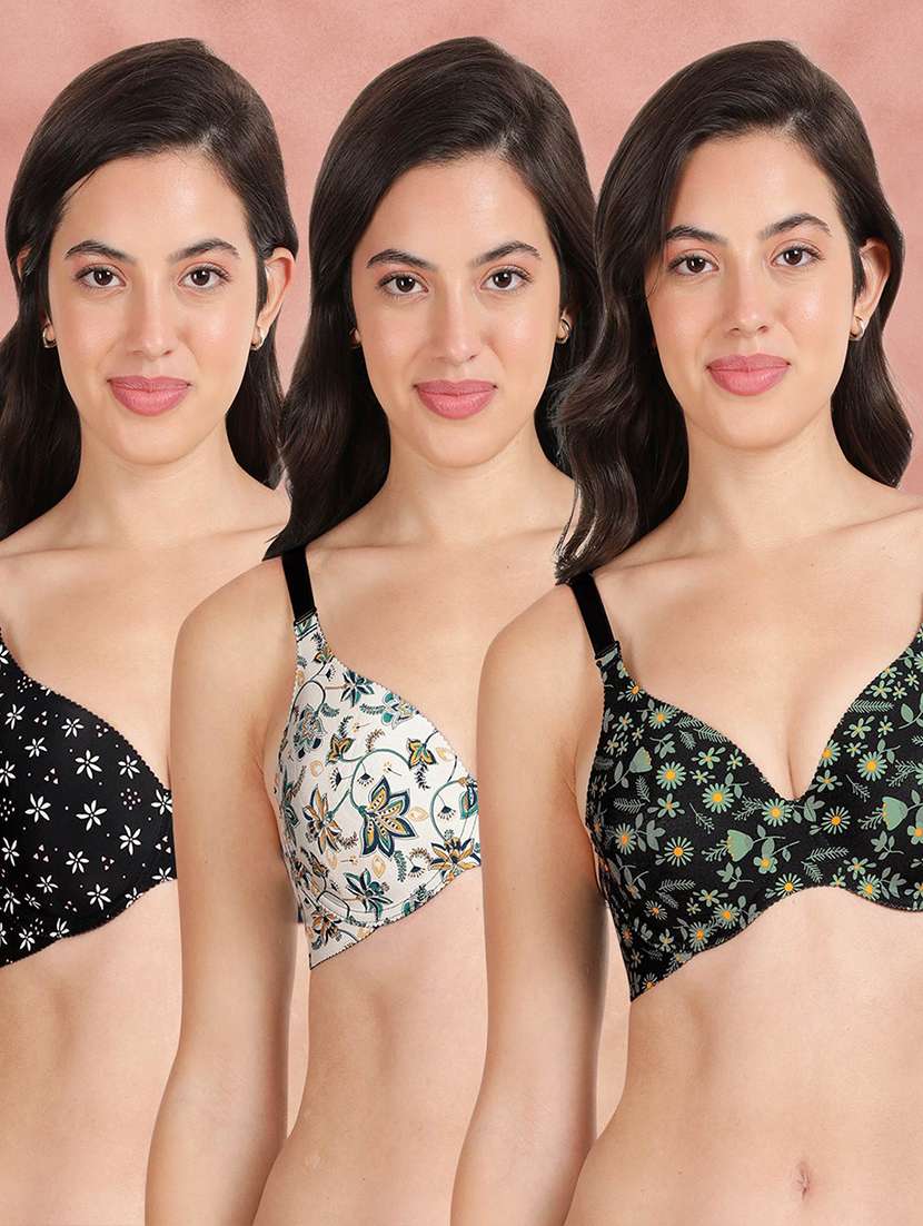 pack of 3 printed bra combos