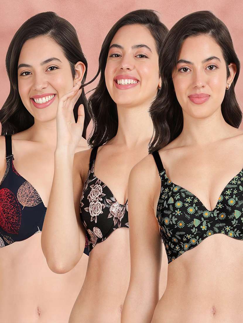pack of 3 printed bra combos