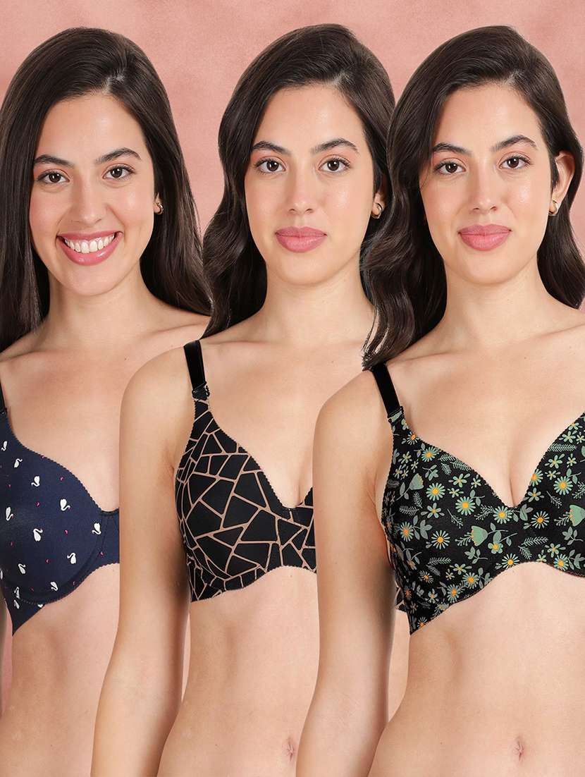 pack of 3 printed bra combos