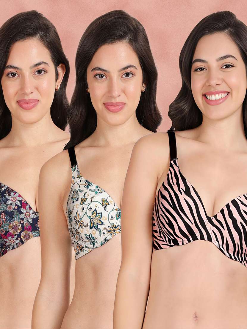 pack of 3 printed bra combos